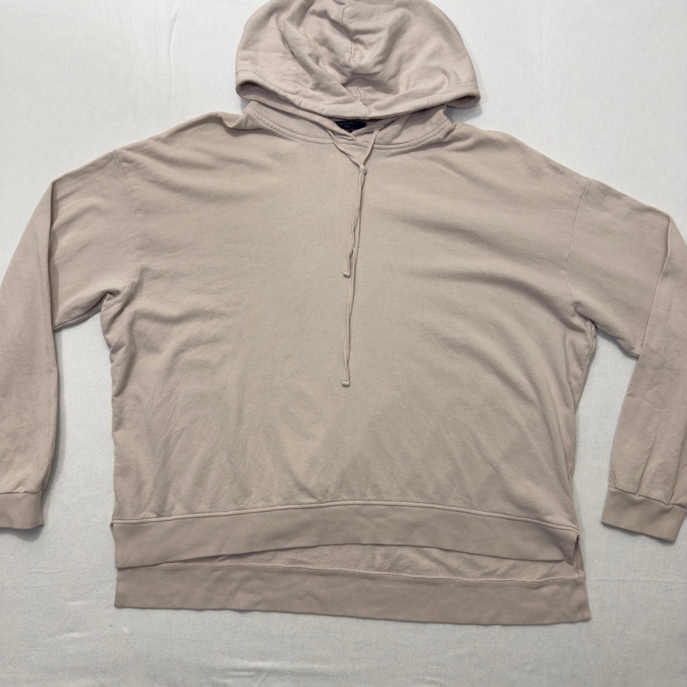 AllSaints Oversized Tor Hoodie Unisex‎ S/M Beige Cotton Modal Lined Minimalist
